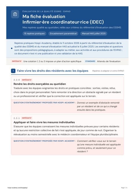 Fiche repères Infirmier·ère coordinateur·rice (IDEC)