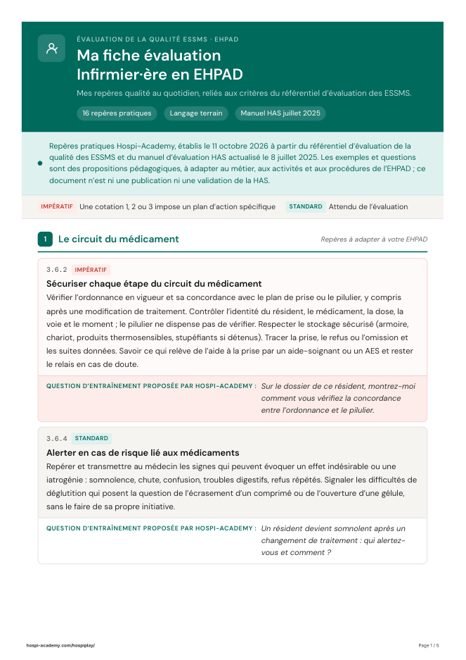 Fiche repères Infirmier·ère en EHPAD