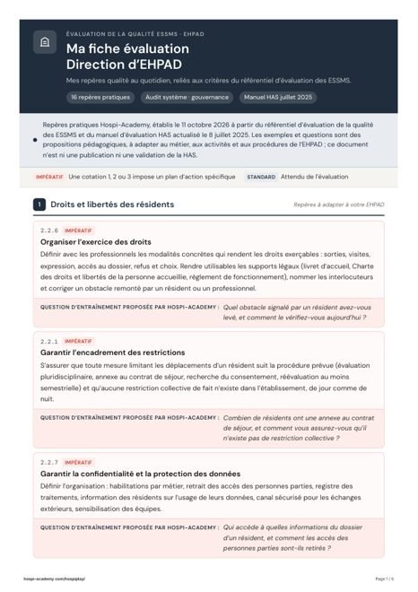 Fiche repères Direction d’EHPAD