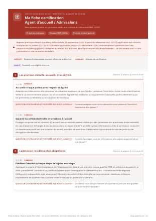 Fiche repères Accueil et admissions